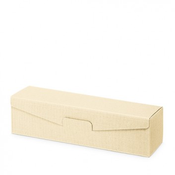  Präsent-Flaschenkarton für Postversand; für 1 Flasche; uni - auch innen farbig; creme + innen creme; offene Welle - modern 