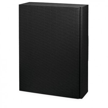  Präsent-Flaschenkarton für Postversand; für 3 Flaschen; uni - auch innen farbig; schwarz + innen schwarz; offene Welle - modern 