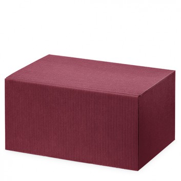  Präsent-Flaschenkarton für Postversand; für 6 Flaschen; uni - auch innen farbig; bordeaux + innen bordeaux; offene Welle - modern 