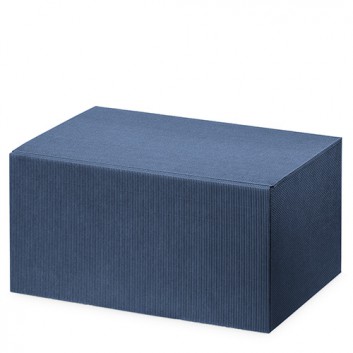  Präsent-Flaschenkarton für Postversand; für 6 Flaschen; uni - auch innen farbig; dunkelblau + innen dunkelblau; offene Welle - modern 