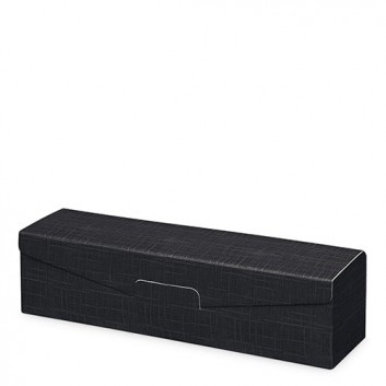  Präsent-Flaschenkarton für Postversand; für 1 Flasche; uni - auch innen farbig; schwarz + innen schwarz; Leinenstruktur 