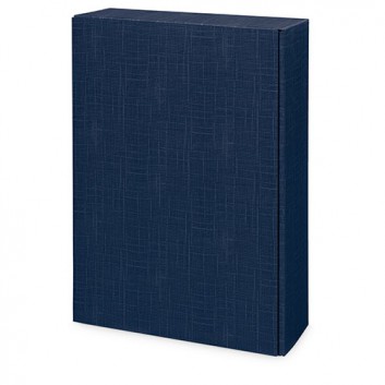  Präsent-Flaschenkarton für Postversand; für 3 Flaschen; uni - auch innen farbig; dunkelblau + innen dunkelblau; Leinenstruktur 