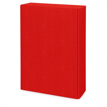  Präsent-Flaschenkarton für Postversand; für 3 Flaschen; uni - auch innen farbig; rot + innen rot; Leinenstruktur 