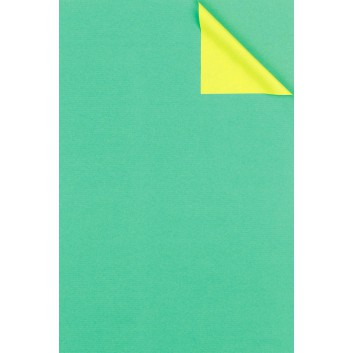  Geschenkpapier; 50 cm x 100 m; bicolor, zweiseitig farbig; limette-mint; # 1675; Kraftpapier, weiß enggerippt; 100m-Maxirolle; ca. 60 g/qm 