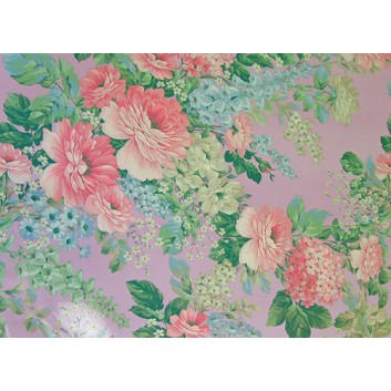  Papier-Stein Lack-Geschenkpapier, extrafest; 70 x 100 cm; gemischte Blumen pastell; flieder - rosa - hellblau - hellgrün 