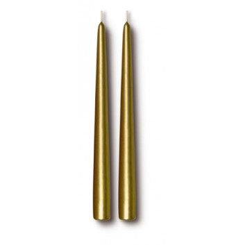  Spitzkerzen; gold-metallic; 24,0 cm; 22 mm; ca. 6 h 