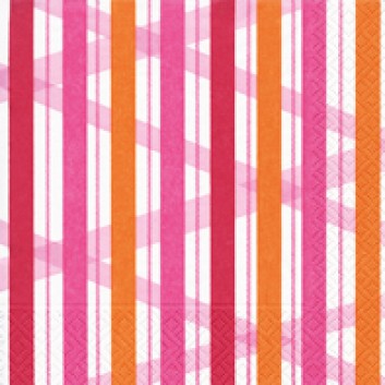  Paper + Design Servietten; 33 x 33 cm; Summer stripes berry; 21600; 3-lagig; 1/4-Falz (quadratisch); Zelltuch 