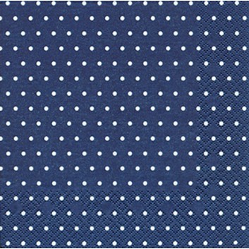  HomeFashion Cocktail-Servietten; 25 x 25 cm; Mini Dots: Punkte; weiß auf dunkelblau; 119759; 3-lagig; 1/4 Falz (quadratisch); Zelltuch 