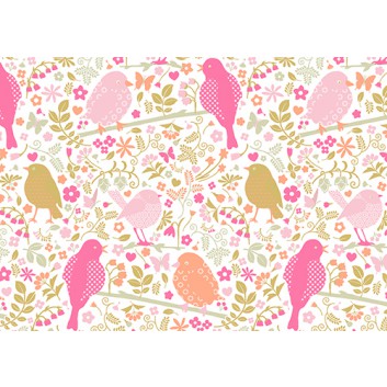  Braun & Company Geschenkpapier, lux; 70 cm x 2 m; Sweet paradise (Vögel); rosé; 17422; Offsetpapier, glatt; Röllchen auf Papphülse (34 mm Ø) 