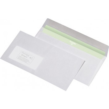  Briefumschläge Envirelope; 114 x 229 mm (DIN Lang); weiß; mit Fenster (aus nachwachsendem Rohstoff; Haftklebung mit Abdeckstreifen; gerade Klappe 