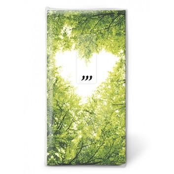  Paper + Design Taschentücher mit Design; Nature Love: Herz im Blätterwald; 195090; 22 x 21 cm; 1/8 gefalzt auf 11 x 5,5 cm 