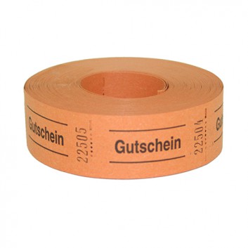  Gutschein-Rolle; 'Gutschein'; 3 = orange; 500 Abrisse; 57 x 30 mm 