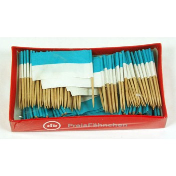  Partypicker, Holz; Fähnchen; blau-weiß; 70 mm; Holz; in Klarsichtbox; ABVERKAUF - Sonderpreis 