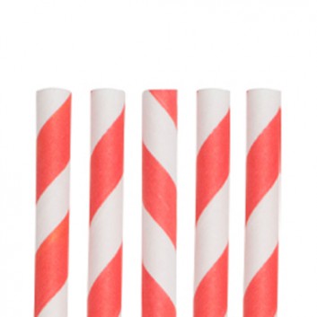  Kögler Papier-Trinkhalme mit Motiv 100er-Pack; Streifen; rot-weiß; 197 mm; 6 mm; Papier, starr; lose, ungehüllt, lebensmittelecht 