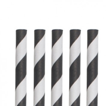  Kögler Papier-Jumbohalme; Streifen; schwarz-weiß; 280 mm; 8 mm; Papier, starr; lose, ungehüllt, lebensmittelecht; in Klarsichtbox 
