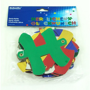  Riethmüller Deko-Banner; Herzlichen Glückwunsch; bunt, metallic; 200 x 12,5 x 11 cm 