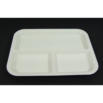  Melamin-Mehrwegteller, 3-geteilt; 280 x 220 mm; weiß; Melamin; Rechteckig; 3-geteilt; Hauptgerichte 