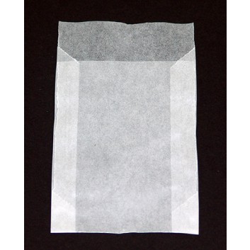  Pergamin-Flachbeutel; 65 x 90 mm; milchig, durchscheinend; Klappe ca. 20 mm; Pergamyn/Pergamin, säurefrei ca. 50g/m²; Breite x Höhe + Klappe 