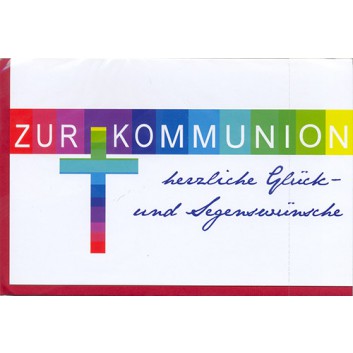  Skorpion Glückwunschkarte; 115 x 175 mm; Zur Kommunion; Modern, bunt; Ku: rot, naßklebend, Spitzklappe; Querformat; 12sk1308 
