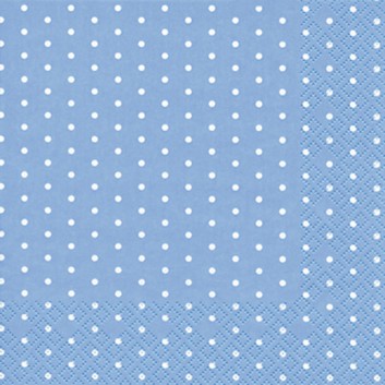  HomeFashion Cocktail-Servietten; 25 x 25 cm; Mini Dots; Punkte; weiß auf hellblau; 111359; 3-lagig; 1/4 Falz (quadratisch); Zelltuch 