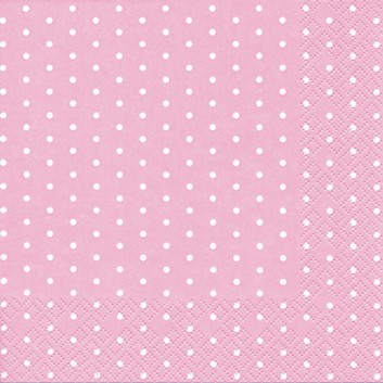  HomeFashion Servietten; 33 x 33 cm; Mini Dots; Punkte; weiß auf rosa; 211361; 3-lagig; 1/4 Falz (quadratisch); Zelltuch 