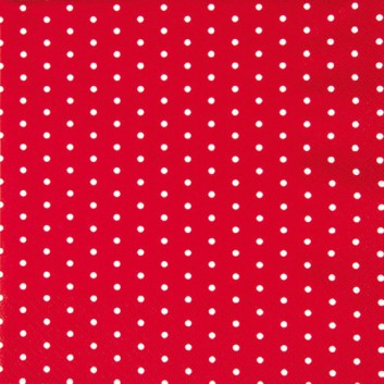  HomeFashion Servietten; 33 x 33 cm; Mini Dots; Punkte; weiß auf rot; 211452; 3-lagig; 1/4 Falz (quadratisch); Zelltuch 