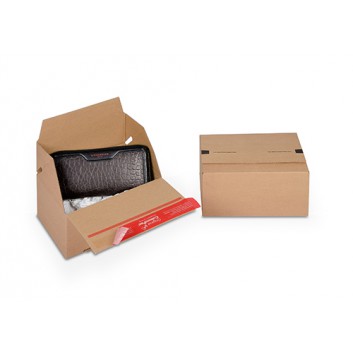  ColomPac Schnellfaltkarton,Eurobox +SK-Verschluß; 195 x 145 x 90 mm; braun; 1-wellig, B-Welle; Wellpappe, braun-braun 