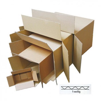  Wellpapp-Faltkarton, 1-wellig; 440 x 300 x 300 mm (ca.DIN A3); braun; 1.30C; Höhenrille: 240mm; ca. 39,6l / Gurtmaß ca: 169 cm; FEFCO 0201 