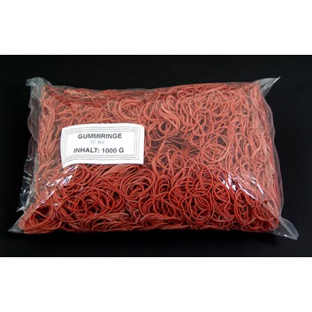  Gummiringe; Ø 3 cm; rot; ca. 60% Naturkautschuk; ca. 5000 Stück; 1000 g; Beutel 