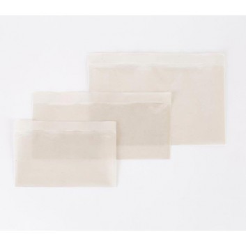  Begleitpapiertasche ecoline >80% Recy; DIN lang: 225x110mm - lange Seite offen; unbedruckt; transparent; außen: 240 x 115 + 20 mm 