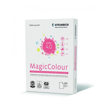  Steinbeis A4 80g Magic Color, 100% Recycling; verschiedene Pastellfarben; DIN A4; 80 g/qm; ungestrichen; Inkjet - und Laserdrucker 