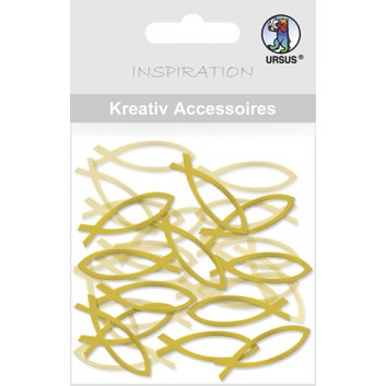  Ursus Kreativ-Accessoires; Fisch: Silhouette; gold; ca. 10 x 30 mm; Karton; 20 Stück; 5641 00 27 