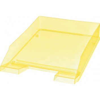  helit Briefkorb Economy; gelb transparent; 249 x 345 x 65 mm; mit Greifausschnitt; stapelbar; Polystyrol (PS); DIN A4/C4 