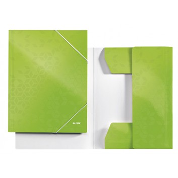  LEITZ Eckspanner-Sammelmappe WOW; grün; für DIN A4; Karton; 250 g/qm; ca. 250 Blatt; mit Gummizugverschluß über den Ecken 