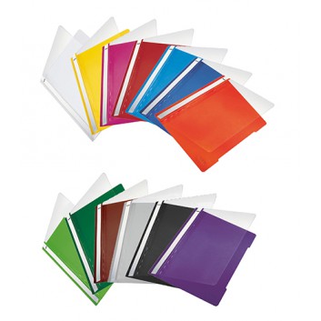  LEITZ Schnellhefter Standard; verschiedene Farben; für DIN A4; reissfeste PVC - Folie; ca. 120 Blatt; transparenter Vorderdeckel 