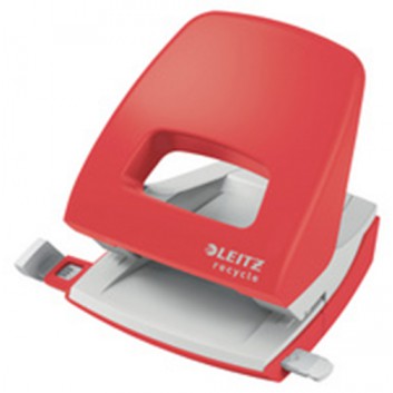  LEITZ Metall-Bürolocher NeXXt Recycle; rot; 3,0 mm / 30 Blatt; mit Schiene 