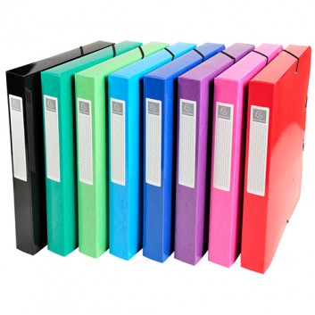  Exacompta Dokumentenbox Iderama; verschiedene Farben; für DIN A4; laminierter Karton, 600 g/qm; ca. 350 Blatt; mit Gummizugverschluß, 3 Klappen 