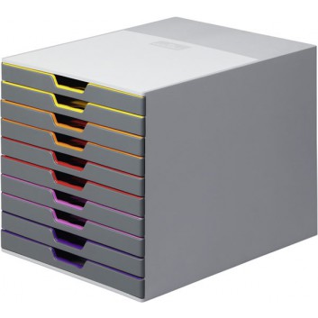  DURABLE Schubladenbox VARICOLOR 10; grau; 280 x 356 x 292 mm (B x T x H); 10 geschlossene Schubladen; inkl. Beschriftungsschilder; Kunststoff 
