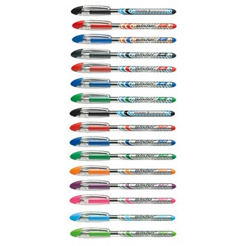  Schneider Slider Kugelschreiber; transparent mit Dekorfolie; verschiedene Farben; F / M / XB; Kunststoff; gummierte Griffzone 