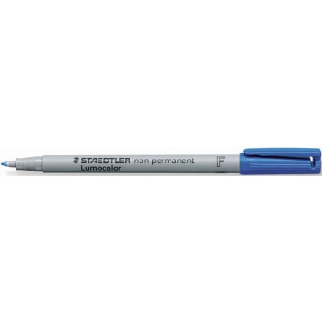  STAEDTLER Lumocolor Folienstift non-permanent; blau; F = fein, ca. 0,6 mm; Rundspitze; wasserlöslich,feucht abwischbar v.Folien 