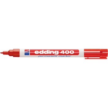  edding 400 Permanentmarker; rot; ca. 1 mm; Rundspitze, austauschbar; wasserfest, lichtbeständig, nachfüllbar; Permanentmarker 