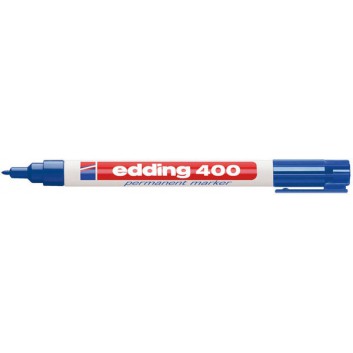  edding 400 Permanentmarker; blau; ca. 1 mm; Rundspitze, austauschbar; wasserfest, lichtbeständig, nachfüllbar; Permanentmarker 