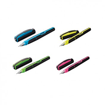  Pelikan Füller Style Neon; Bicolor; schwarz-neon; M; mit Tintensichtfenster; Schulfüller; für Rechts-und Linkshänder 