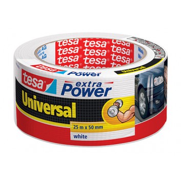  tesa Gewebeband, Universal extra Power; 50 mm x 25 m; weiß; Gewebeverstärktes Folienband; Reparaturen im Innen- u.Außenbereich; Breite x Länge 