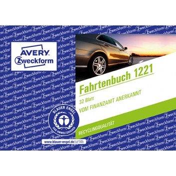  Avery Zweckform Fahrtenbuch für PKW, blauer Engel; 105 x 148 mm (DIN A6 quer); weiß; ohne Durchschlag, 100 % Altpapier 