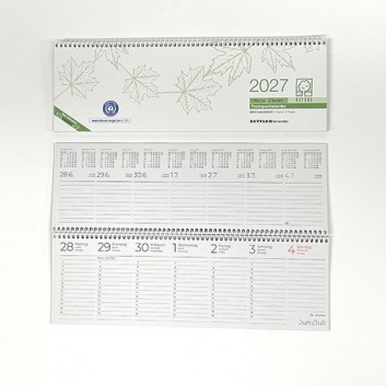  ZETTLER Tischquerkalender-Recycling: 1Wo=2Seiten; Deckkarton:grün-weiß / Druck:schwarz-rot; 29,6 x 9,9 cm; 1 Woche = 2 Seiten / 120 Seiten; 1160700 