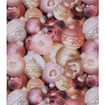  Weihnachts-Geschenkpapier, Bogen; 70 x 100 cm; Weihnachtskugeln; creme, rosé; 84646; Bilderdruckpapier, 85g/qm 