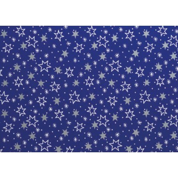  Weihnachts-Geschenkpapier, Großrolle; 50 cm x 250 m / 70 cm x 250 m; Weihnachts-Sterne; blau; 2A5446; Geschenkpapier, gestrichen-glatt, 80g/qm 