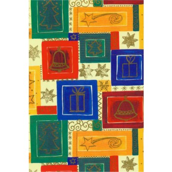  Weihnachts-Geschenkpapier, Großrolle; 50 cm x 250 m; Bunte Quadrate; bunt; 1119; Geschenkpapier, glatt; Rückseite weiß 