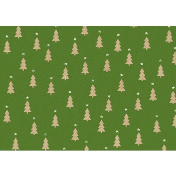  Braun & Company Weihnachts-Geschenkpapier, Kraftpapier; 70 cm x 2 m; Tiny Trees (Tannenbäumchen); pistazie; 23606; Kraftpapier, enggerippt 